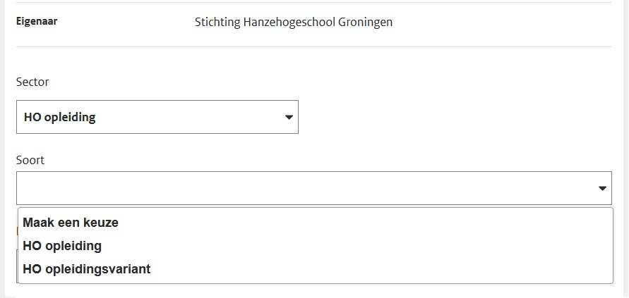 [JPEG] Scherm Dropdownmenu Soort