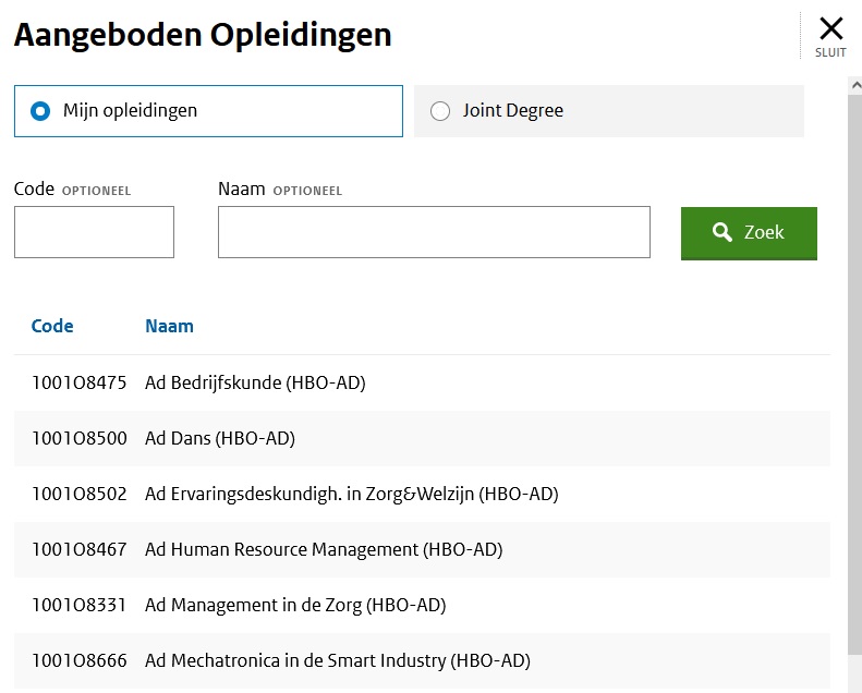 [JPG] Aangeboden opleidingen - selecteren opleiding