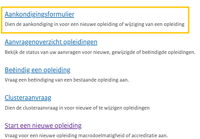Aankondigingsformulier CDHO stap 4