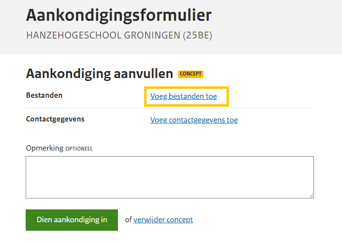 Aankondigingsformulier CDHO stap 6a