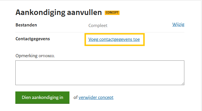Aankondigingsformulier CDHO stap 7