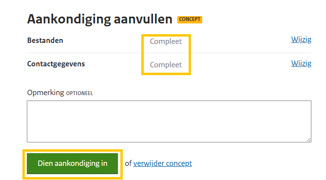Aankondigingsformulier CDHO stap 8