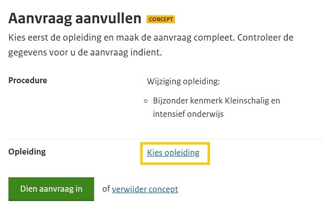Aanvraag aanvullen stap 2