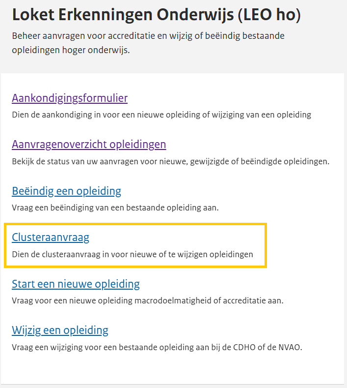 Clusteraanvraag stap 4