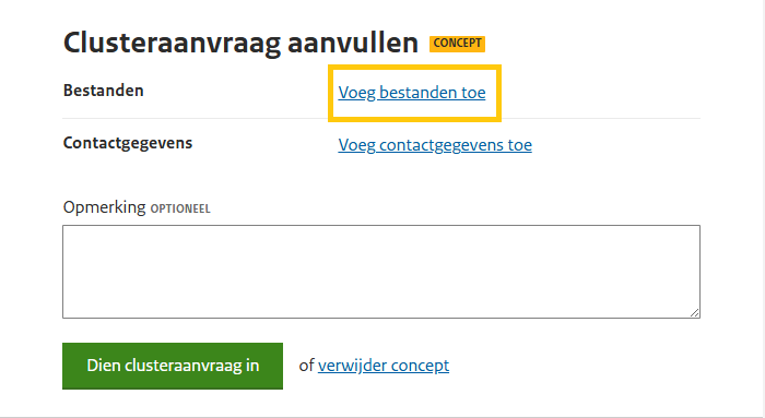 Clusteraanvraag stap 6