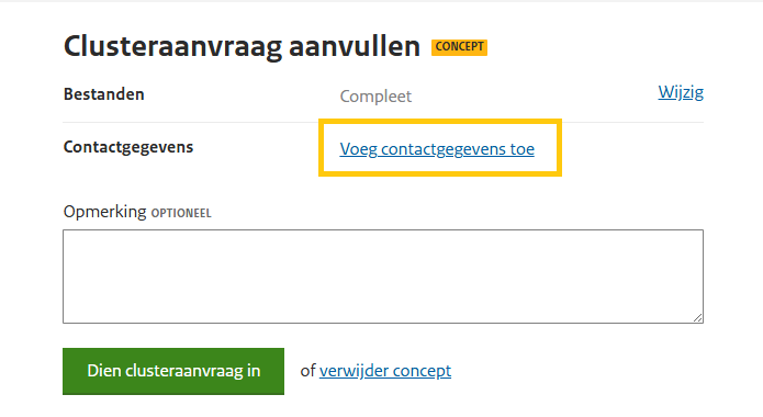 Clusteraanvraag stap 7