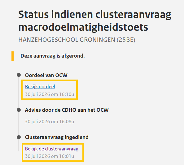 Clusteraanvraag stap 8.3