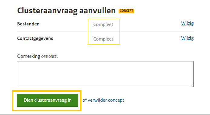 Clusteraanvraag stap 8