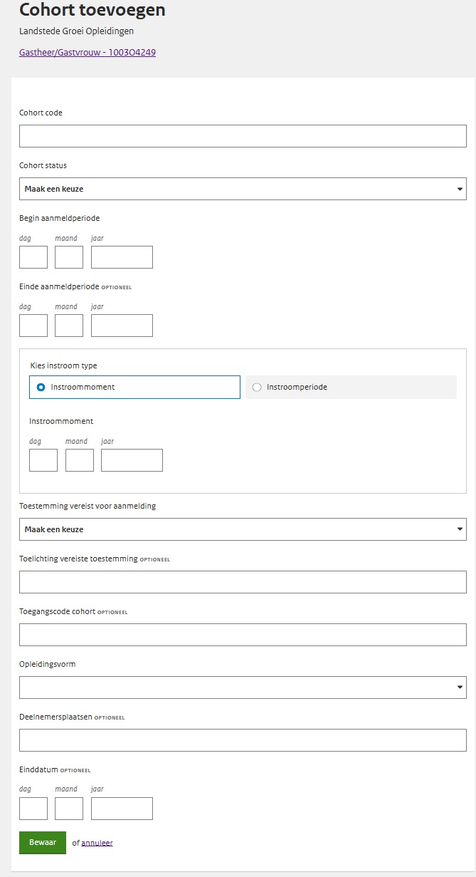 JPG Detailscherm cohort toevoegen MBO