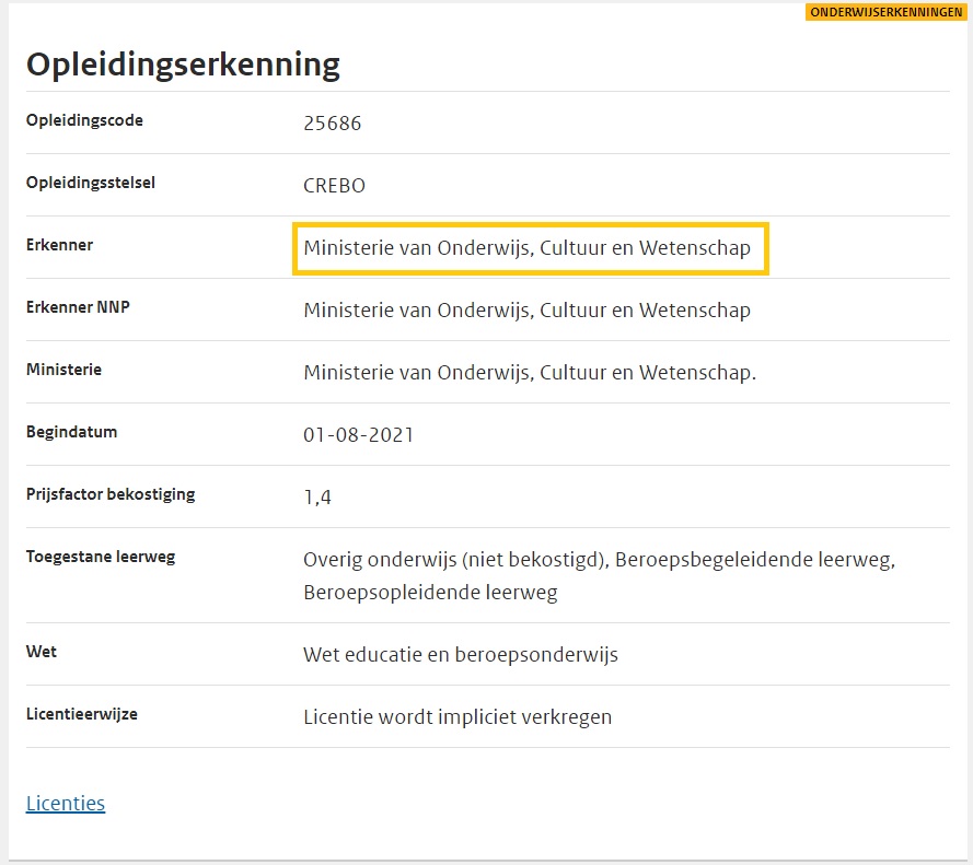 JPG Detailscherm opleidingserkenning mbo