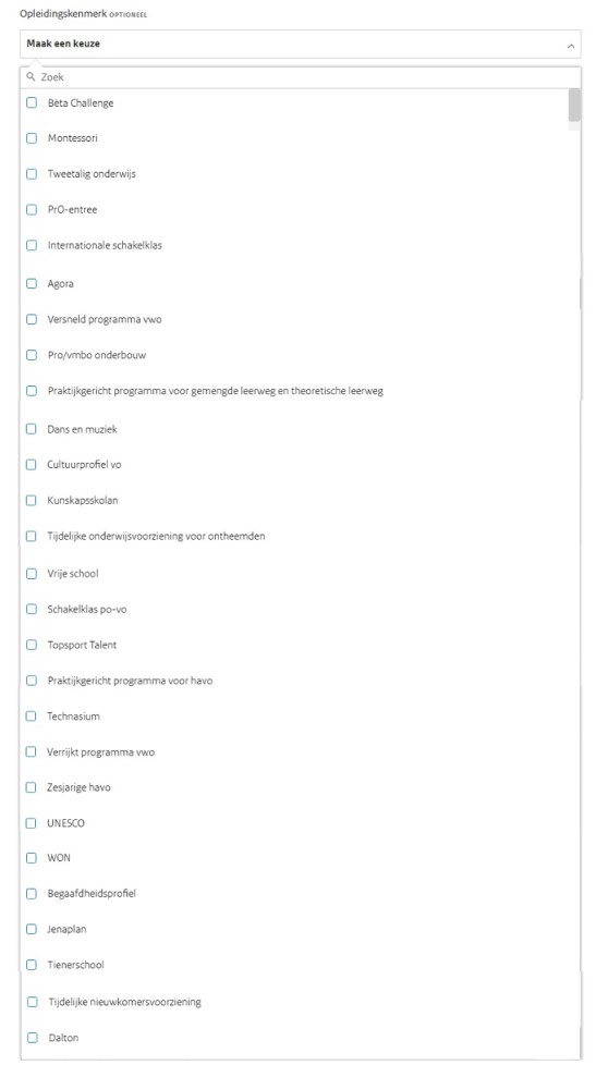 JPG Detailscherm opleidingskenmerk VO
