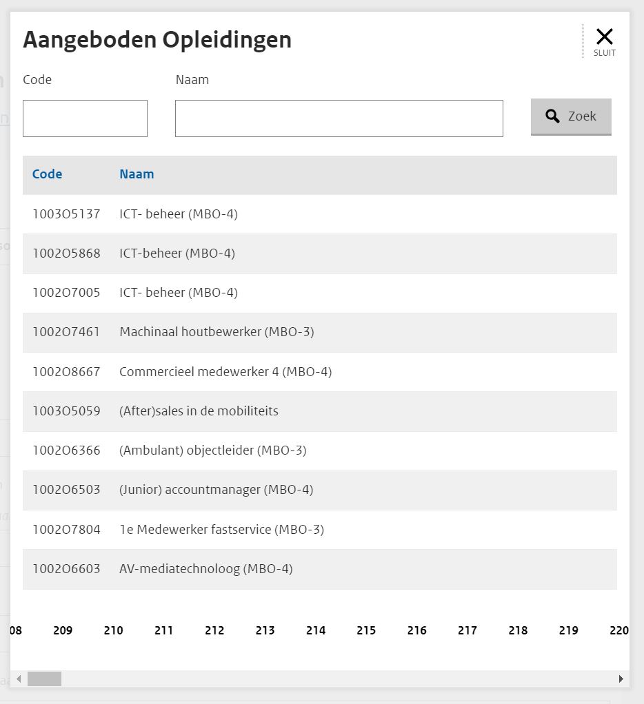 JPG Detailscherm registreren aangeboden MBO opleiding keuze opleiding