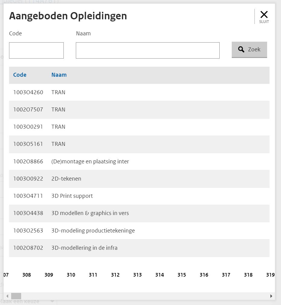 JPG Detailscherm registreren aangeboden MBO opleidingsonderdeel keuze opleiding