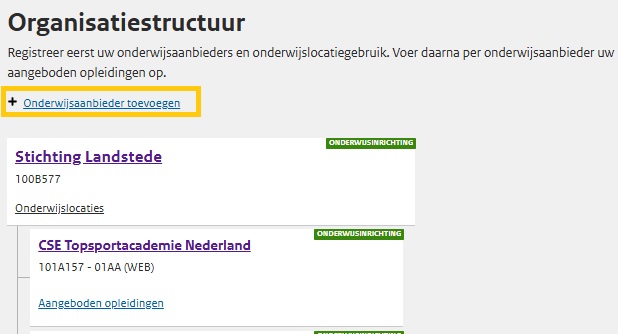 JPG Scherm onderwijsaanbieder toevoegen vanuit organisatiestructuur MBO