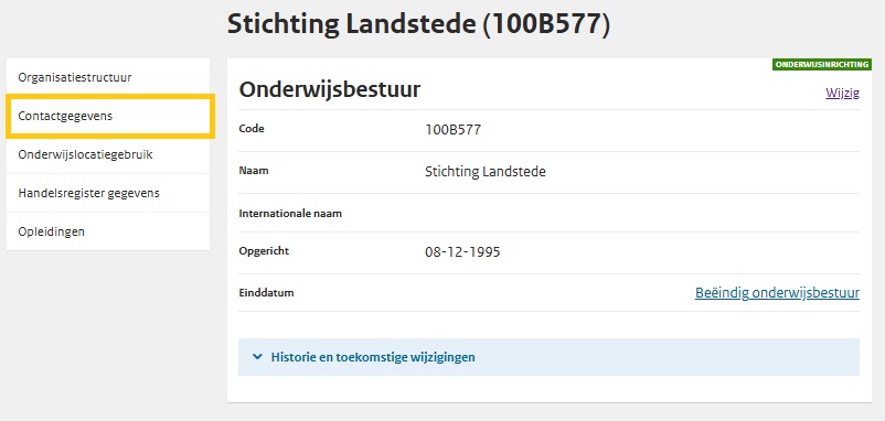 JPG Scherm selecteer contactgegevens MBO