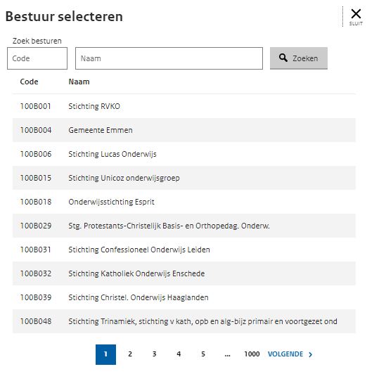 JPG Selecteer bestuur uit lijst MBO