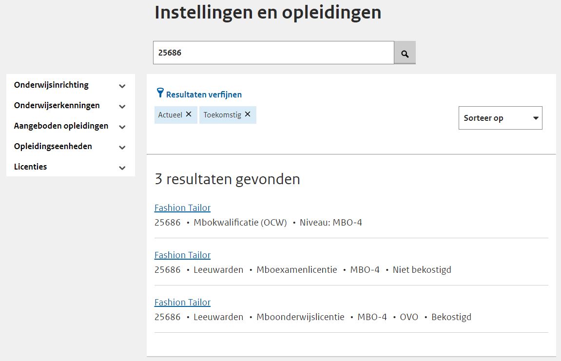 JPG Zoeken erkende opleiding zonder filters mbo
