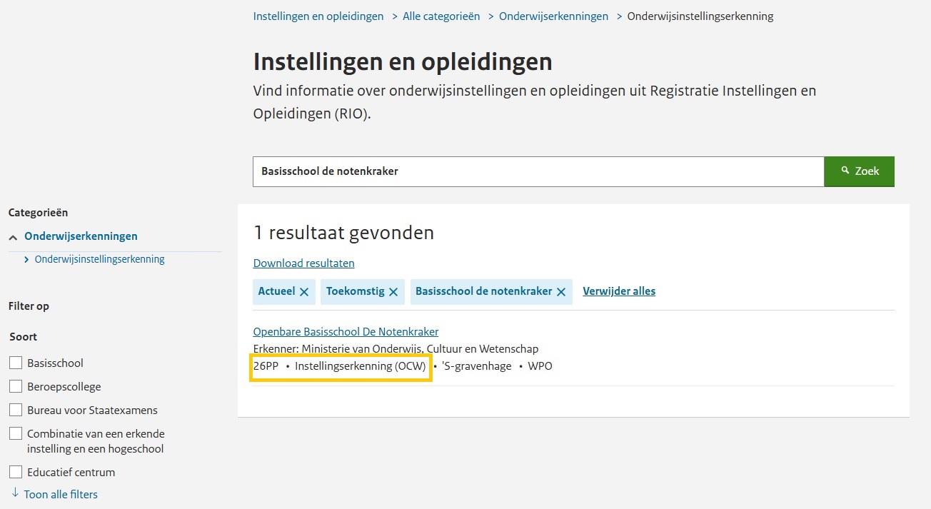 JPG Zoeken instelling met filters PO