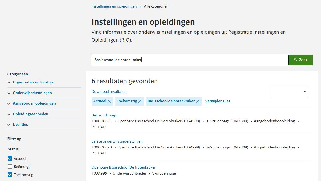 JPG zoeken instelling zonder filters PO