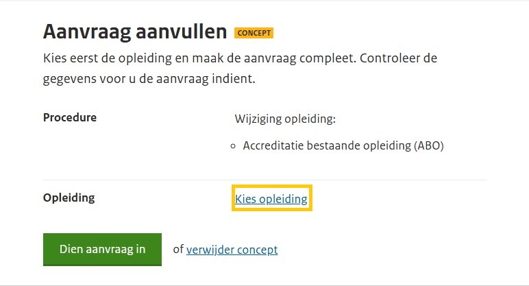 Stap 2 kies opleiding ABO