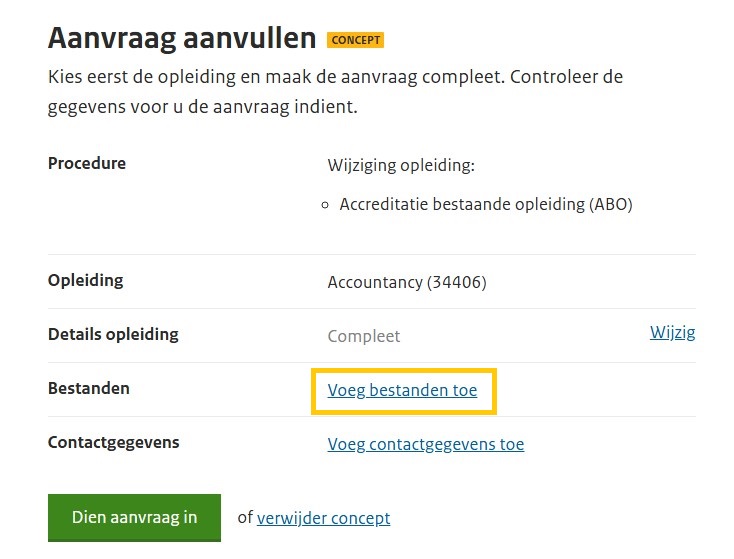 Stap 6 voeg bestanden toe ABO