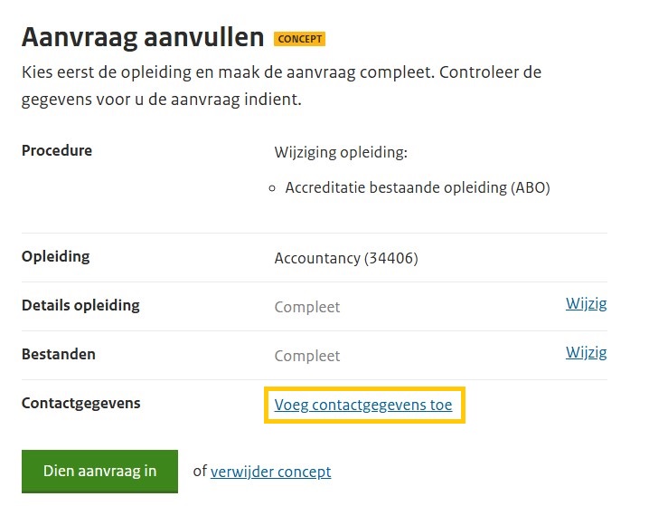 Stap 9 contactgegevens ABO